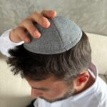 כיפה פשתן אפור כהה
