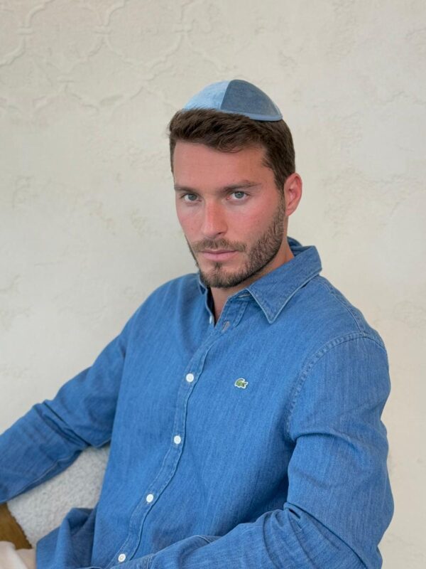 כיפה קטיפה צבע כחול