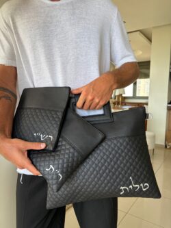 ⁦סט כיסויים רש״י ור״ת דמוי עור- שחור⁩ – תמונה ⁦2⁩